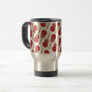 Red Guitar Pattern Travel Mug