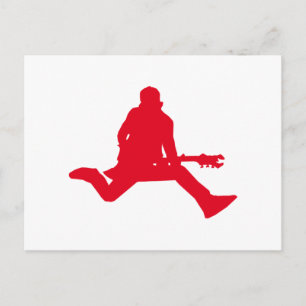 Red Guitar Player Silhouette Postcard
