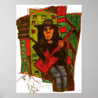 red guitar poster