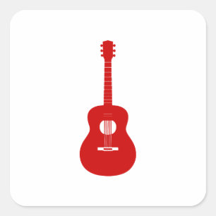 Red Guitar Sticker – Music Lover Acoustic Electric