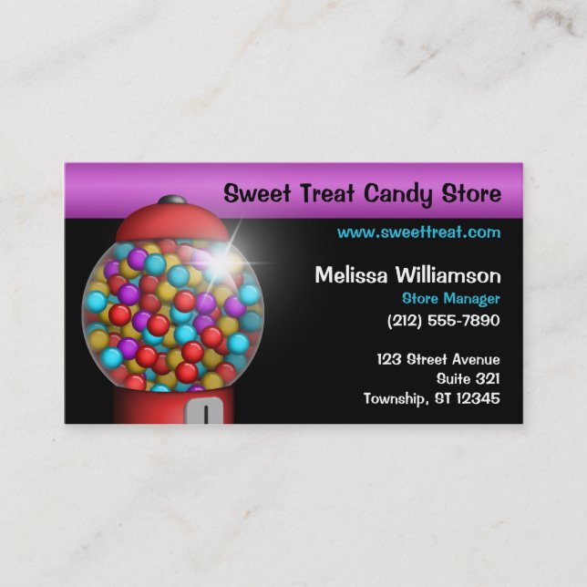 Red Gumball Machine Business Cards (Front)