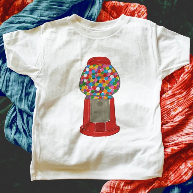 Red Gumball Machine Candy Bubble Gum T-Shirt (Red gumball candy machine kids t-shirt.)