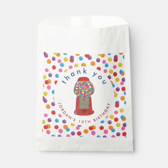 Red Gumball Machine Candy Bubble Gum Thank You  Favour Bags (Front)