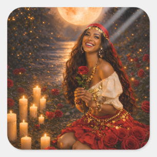 red gypsy  square sticker