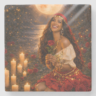 red gypsy trivet  stone coaster