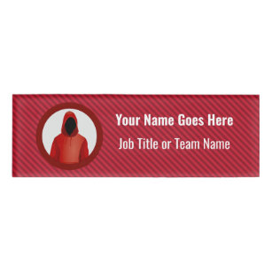 Red Hacking Team with Business Stripe and text Name Tag