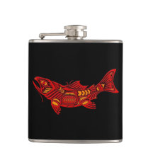 Red Haida Spirit Fish on Black
