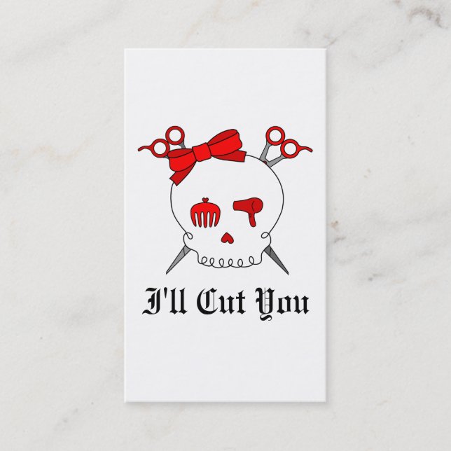 Red Hair Accessory Skull (Scissor Crossbones) Appointment Card (Front)
