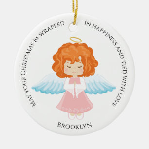 Red Hair Angel Ceramic Ornament