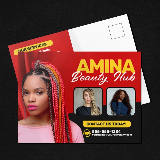 Red Hair & Beauty Salon Braider Hairstylist Wigs Postcard (Creator Uploaded)