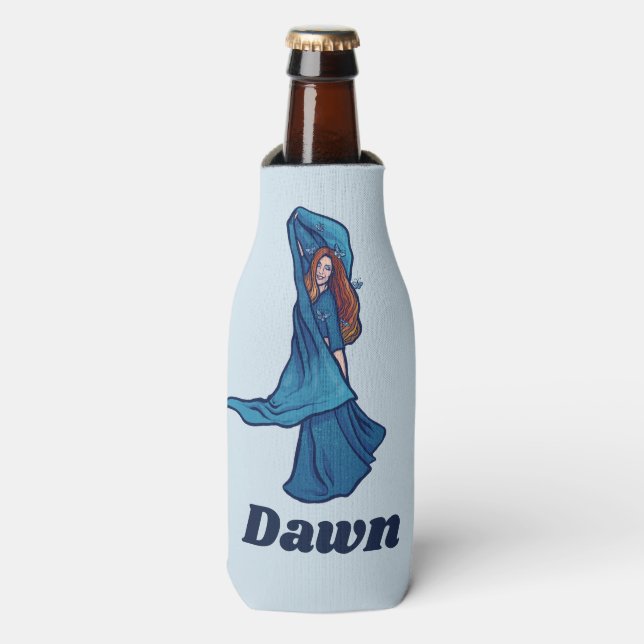 Red Hair Belly Dancer art Belly Dancing Redhead Bottle Cooler (Bottle Front)
