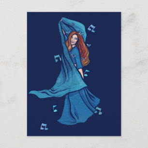 Red Hair Belly Dancer art Belly Dancing Redhead Postcard