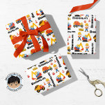 Red Hair Boy Construction Personalised Wrapping Paper Sheet<br><div class="desc">Detailed Construction Worker wrapping paper featuring a multicultural girl construction worker directing a Girl driving a dump truck,  cement mixer and excavator. This custom name gift wrap is perfect for any occasion. Any Occasion Wrapping Paper for Kids.</div>