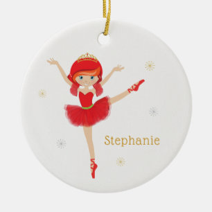 Red Hair Christmas Ballerina Ceramic Tree Decoration