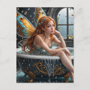 Red Hair Fairy in a Bubble Bath Postcard