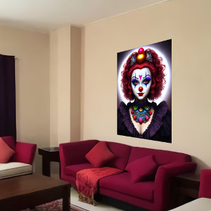 Red hair Female Clown   AI Art Poster