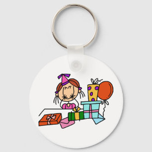 Red Hair Girl With Birthday Gifts T-shirts Key Ring