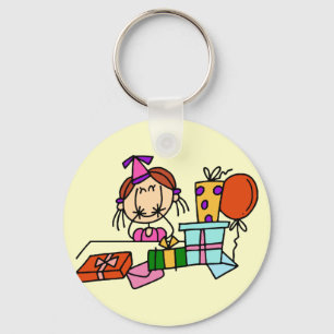 Red Hair Girl With Birthday Gifts T-shirts Key Ring