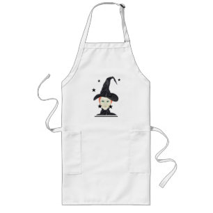 Red Hair Green-eyed Witch with Black Stars Apron
