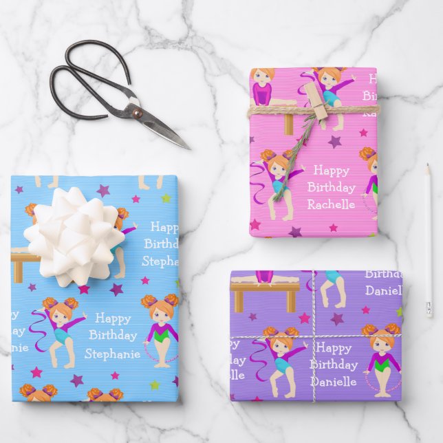 Red Hair Gymnast  Wrapping Paper Sheets (Front)