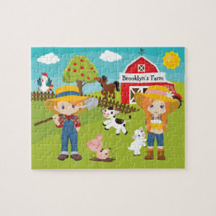 Red Hair Kid's Farm Jigsaw Puzzle