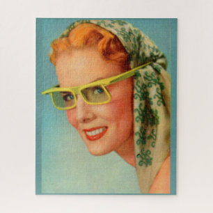 red hair, lemon yellow sunglasses jigsaw puzzle