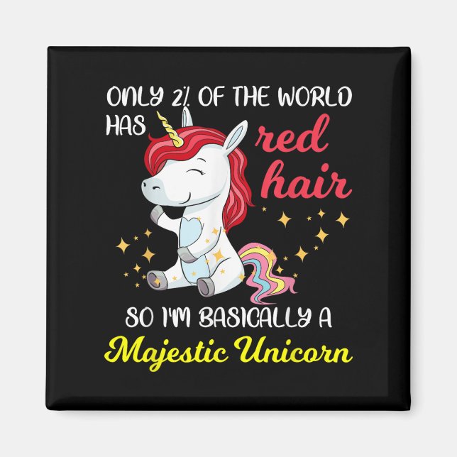 Red Hair Majestic Unicorn Funny Ginger Head Pride  Magnet (Front)