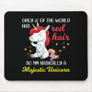 Red Hair Majestic Unicorn Funny Ginger Head Pride Mouse Mat