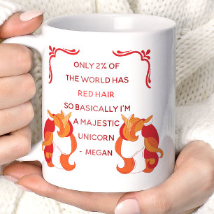 Red Hair Majestic Unicorn Funny Personalised Coffee Mug