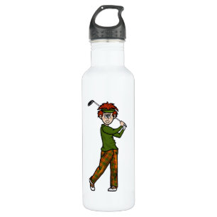 Red Hair Male Golfer Personalised Water Bottle