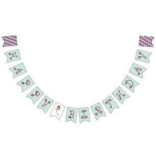 Red Hair Mermaid Birthday Bunting Banner