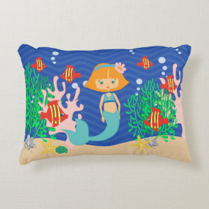 Red Hair Mermaid Decorative Cushion