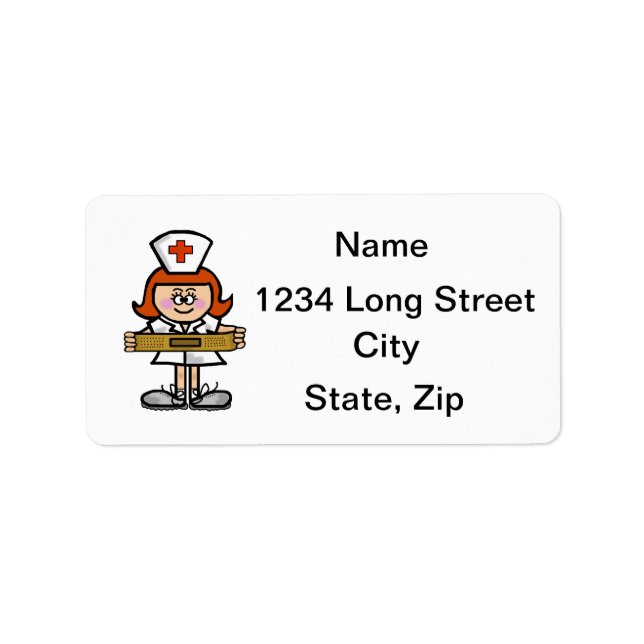 Red Hair or Auburn Female Nurse Address Labels (Front)