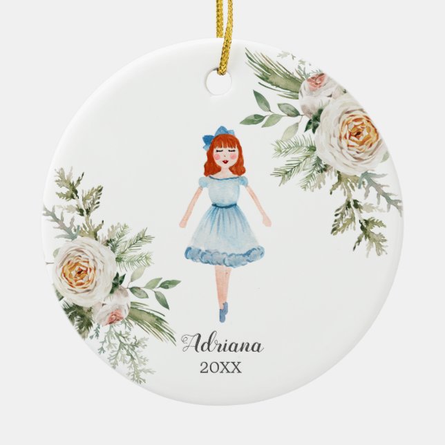 Red Hair Personalised Nutcracker ornament Girl (Front)
