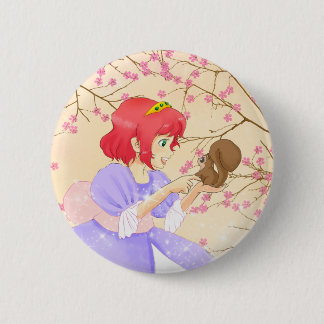 Red hair Princess and squirrel button