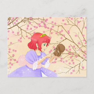 Red hair Princess and squirrel postacrd Postcard