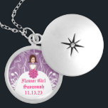Red Hair Radiant Purple Wedding Flower Girl Silver Plated Necklace<br><div class="desc">Radiant Pink Purple Keepsake Necklaces Choose either Silver Plated Gold Finish or Sterling Silver Unique Personalised Custom !st Christmas Gift Wedding Keepsake Wedding Party Necklaces - to change background colour - click customise - click edit - choose last tool in drop down menu and choose from one of the colours...</div>