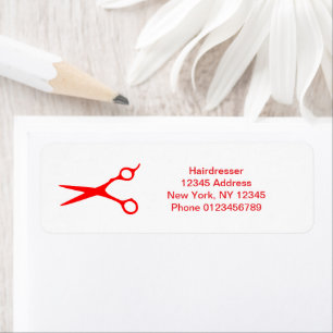Red hair salon cutting shears logo custom address