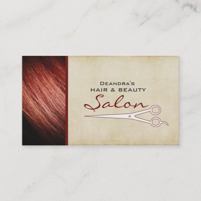 Red Hair Stylist Salon Appointment Business Card (Front)