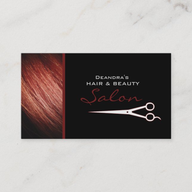 Red Hair Stylist Salon Appointment Business Card (Front)
