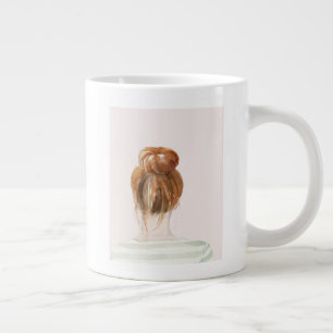 Red Hair Top Knot Bun Large Coffee Mug