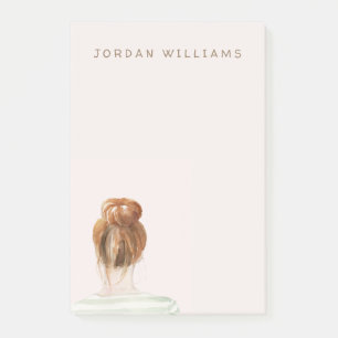 Red Hair Top Knot Bun Post-it Notes