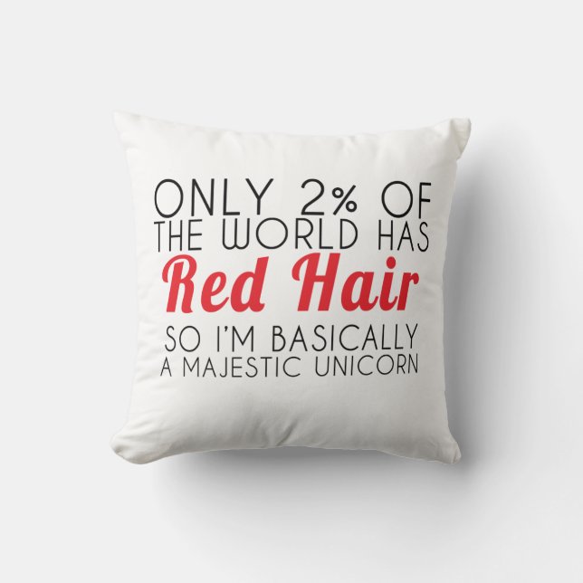 Red Hair Unicorn Pillow (Front)