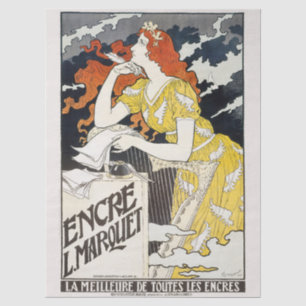 Red Hair Woman Yellow Dress Classic Art Nouveau Tissue Paper