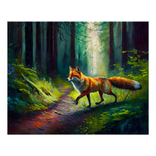 Red-haired beauty on the hunt, forest dwellers Poster