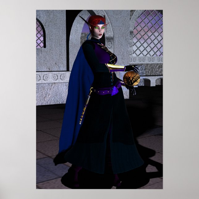 Red Haired Elf Digital Art Poster (Front)
