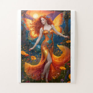 Red haired fey enchantress jigsaw puzzle