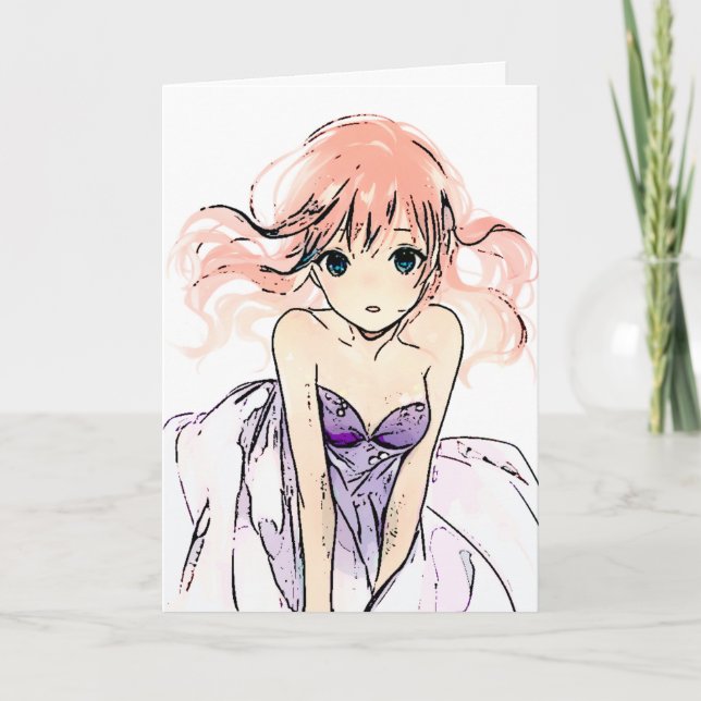Red Haired Gothic Girl Birthday Card (Front)