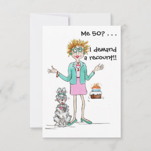 Red haired lady turns 50 and protests thank you ca card