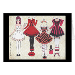 Red-Haired Lolita Paper Doll Blank Card